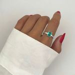 ANEL REGUTÂNGULAR ZIRCÔNIA VERDE ÁGUA PRATA 925