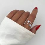 ANEL REGULÁVEL DOIS CORAÇÕES ZIRCÔNIA AZUL PRATA 925