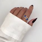 ANEL QUADRADO ZIRCÔNIA AZUL PRATA 925