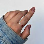 ANEL REGULÁVEL ZIRCÔNIA ROSA E CRISTAL GOTA E QUADRADO PRATA 925