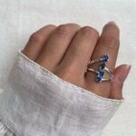 ANEL REGULÁVEL ZIRCÔNIA AZUL ESCURO PRATA 925