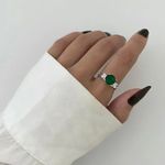 ANEL PEDRA ZIRCÔNIA VERDE E CRISTAL PRATA 925