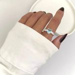 ANEL CORAÇÃO ZIRCÔNIA AZUL CLARO E CRISTAL PRATA 925