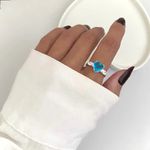 ANEL CORAÇÃO ZIRCÔNIA AZUL E CRISTAL PRATA 925