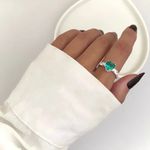 ANEL CORAÇÃO ZIRCÔNIA VERDE ÁGUA E CRISTAL PRATA 925