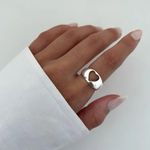 ANEL ABAULADO CORAÇÃO VAZADO PRATA 925