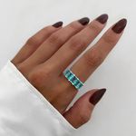 ANEL QUADRADO ZIRCÔNIA AZUL CLARO PRATA 925