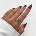 ANEL OVAL ZIRCÔNIA VERDE PRATA 925