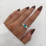 ANEL SOLITÁRIO ZIRCÔNIA REDONDA ÁGUA MARINHA PRATA 925