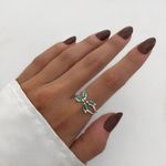 ANEL BORBOLETA REGULÁVEL ZIRCÔNIA VERDE PRATA 925