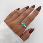 ANEL SOLITÁRIO ZIRCÔNIA TURMALINA PARAIBA PRATA 925