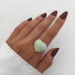 ANEL CORAÇÃO PEDRA NATURAL AMAZONITA PRATA 925