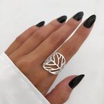 ANEL FOLHA VAZADO PRATA 925