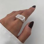 ANEL QUADRADO ARAMADO PRATA 925