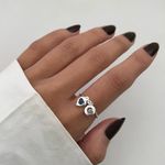 ANEL ARO FINO PLACA LETRA C CORAÇÃO LAVANDA PRATA 925