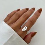 ANEL ARO FINO CORAÇÃO ZIRCÔNIA CRISTAL PLACA LETRA V PRATA 925