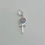 BERLOQUE PIRULITO LARANJA E AZUL PRATA 925