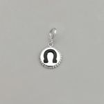 BERLOQUE MEDALHA FERRADURA PRETA PRATA 925