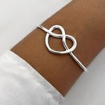 BRACELETE CORAÇÃO INFINITO LISO REGULÁVEL PRATA 925