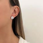 BRINCO QUADRADO ZIRCÔNIA CRISTAL PRATA 925