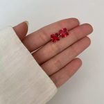 BRINCO QUADRADO ZIRCÔNIA ROSA ESCURO PRATA 925