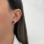 BRINCO CORAÇÃO ZIRCÔNIA AZUL ESCURO PRATA 925