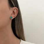 BRINCO CORAÇÃO ZIRCÔNIA VERDE ÁGUA PRATA 925