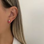 BRINCO ZIRCÔNIA ROSA ESCURO PRATA 925