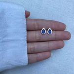 BRINCO GOTA ZIRCÔNIA AZUL E CRISTAL PRATA 925