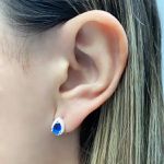 BRINCO GOTA ZIRCÔNIA AZUL E CRISTAL PRATA 925