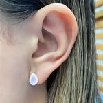 BRINCO GOTA ZIRCÔNIA ROSA CLARO LEITOSO E CRISTAL PRATA 925