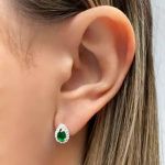 BRINCO GOTA ZIRCÔNIA VERDE E CRISTAL PRATA 925