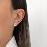 BRINCO REDONDO ZIRCÔNIA VERDE LEITOSO E CRISTAL PRATA 925