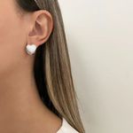 BRINCO CORAÇÃO CLICK CRAVEJADO CRISTAL PRATA 925