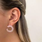 BRINCO ZIRCÔNIA ROSA CLARO PRATA 925