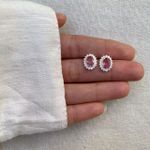 BRINCO OVAL ZIRCÔNIA ROSA CLARO ZIRCÔNIA CRISTAL PRATA 925