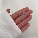 BRINCO CRUZ ZIRCÔNIA AZUL ESCURO PRATA 925