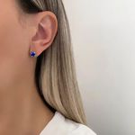 BRINCO REDONDO INDIANO ZIRCÔNIA AZUL ESCURO PRATA 925