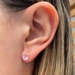 BRINCO GOTA ZIRCÔNIA ROSA CLARO PRATA 925