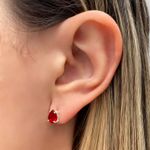 BRINCO GOTA ZIRCÔNIA VERMELHO PRATA 925