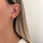 BRINCO GOTA ZIRCÔNIA ROSA ESCURO PRATA 925