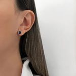 BRINCO REDONDO ZIRCÔNIA AZUL PRATA 925