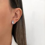 BRINCO OVAL NOSSA SENHORA APARECIDA ZIRCÔNIA AZUL PRATA 925