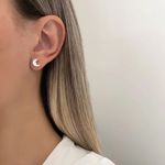 BRINCO MEIA LUA ZIRCÔNIA CRISTAL PRATA 925