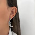 BRINCO PENA INDIANO PEDRA TURQUESA PRATA 925