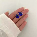 BRINCO GOTA ZIRCÔNIA AZUL ESCURO PRATA 925