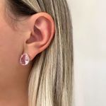 BRINCO GOTA ZIRCÔNIA ROSA CLARO PRATA 925