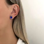 BRINCO INDIANO GOTA ZIRCÔNIA AZUL ESCURO PRATA 925