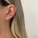 BRINCO EAR CUFF CORAÇÕES PRATA 925