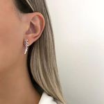 BRINCO TRIÂNGULOS ZIRCÔNIA COLOR PRATA 925